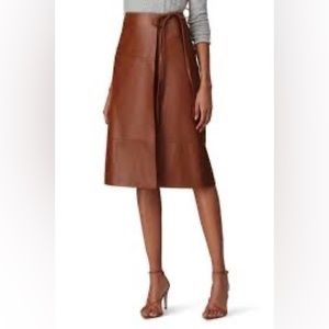 JASON WU Leather Midi Wrap Tie Skirt. From 2020 resort collection. Camel. Sz 4